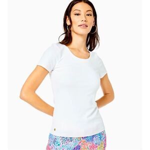 Lilly Pulitzer Pima cotton Halee casual t shirt white resort size small